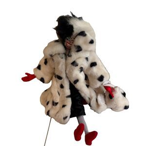 Disney Cruella Deville Plush Doll Vintage 15" Fuzzy Coat 101 Dalmatians